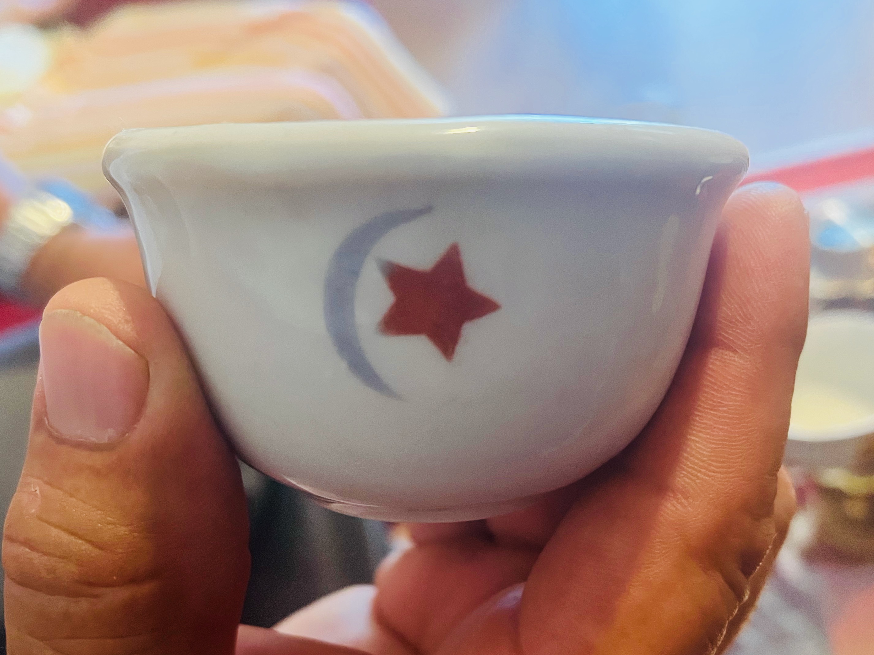Ceașcă de cafea veche aparținând familiei Mustafa din Babadag, județul Tulcea, iulie 2023